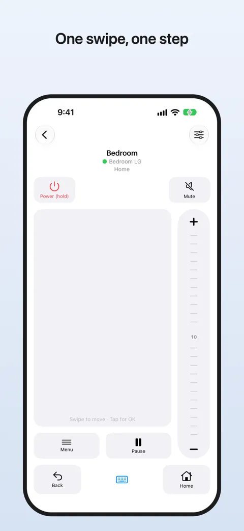 Screenshot: One swipe, one step